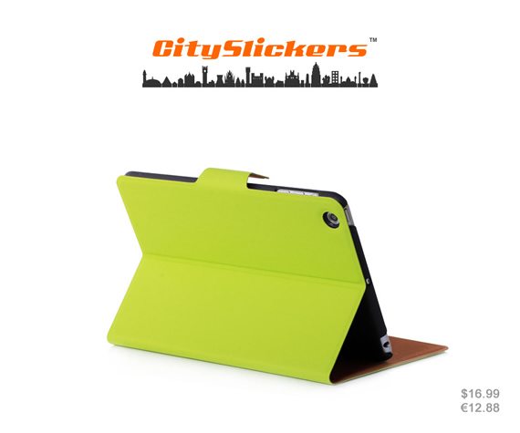 Standable wallet case in succinct design. Its ultra-thin profile keeps your iPad mini slim and lightweight. Colors: Red, sky blue, light green and yellow. Materials: High quality PU leather and ultra-thin material.