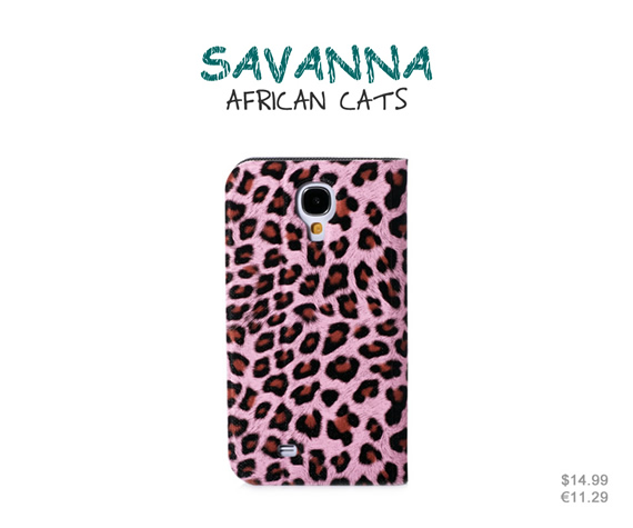 Standable wallet case with Smart View window. Coated with unique sparkling material, this African Cat print pattern case looks glamorous and fashionable. Colors: Pink, shocking yellow, shocking pink, earthy brown. Materials: High quality leather and ultra-thin PC material.